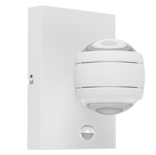 Sesimba 1 LED med sensor væglampe i galvaniseret stål Hvid med skærm i Hvid plastik, 2x3,7W LED, bredde 13 cm, dybde 14 cm